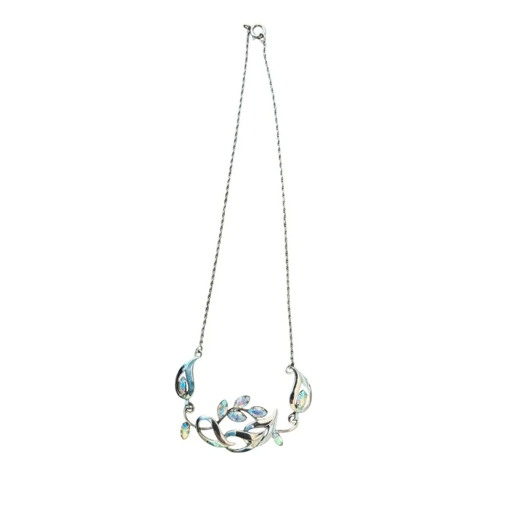 Vintage Sterling A.B. Rhinestone Necklace‎ Curtis Creations Signed Short Chain